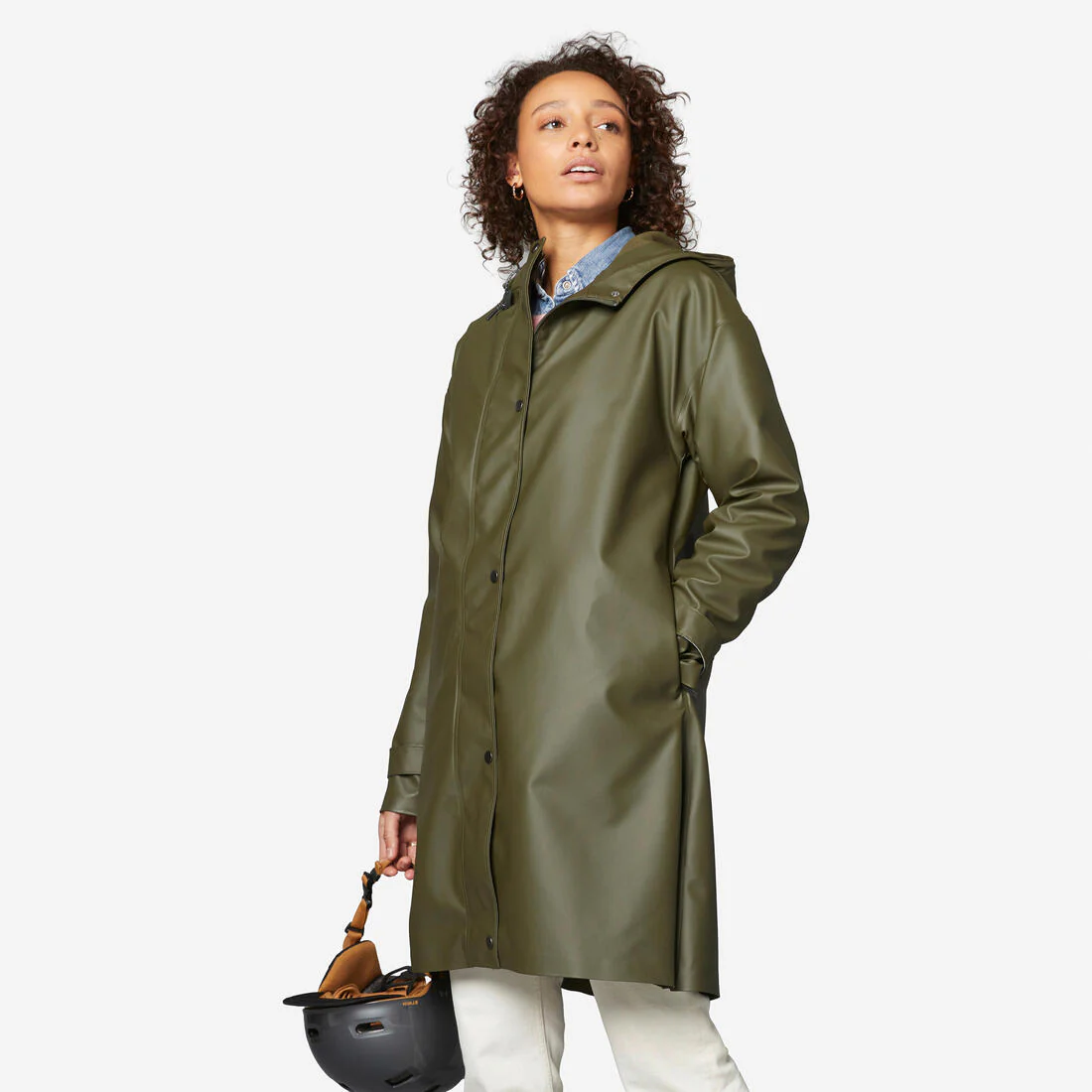 Parka de ciclismo urbano impermeable caqui unisex 540
