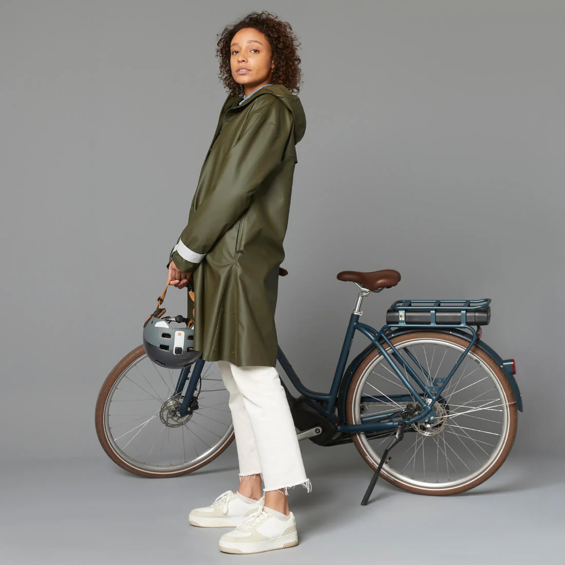 Parka de ciclismo urbano impermeable caqui unisex 540 - Image 16
