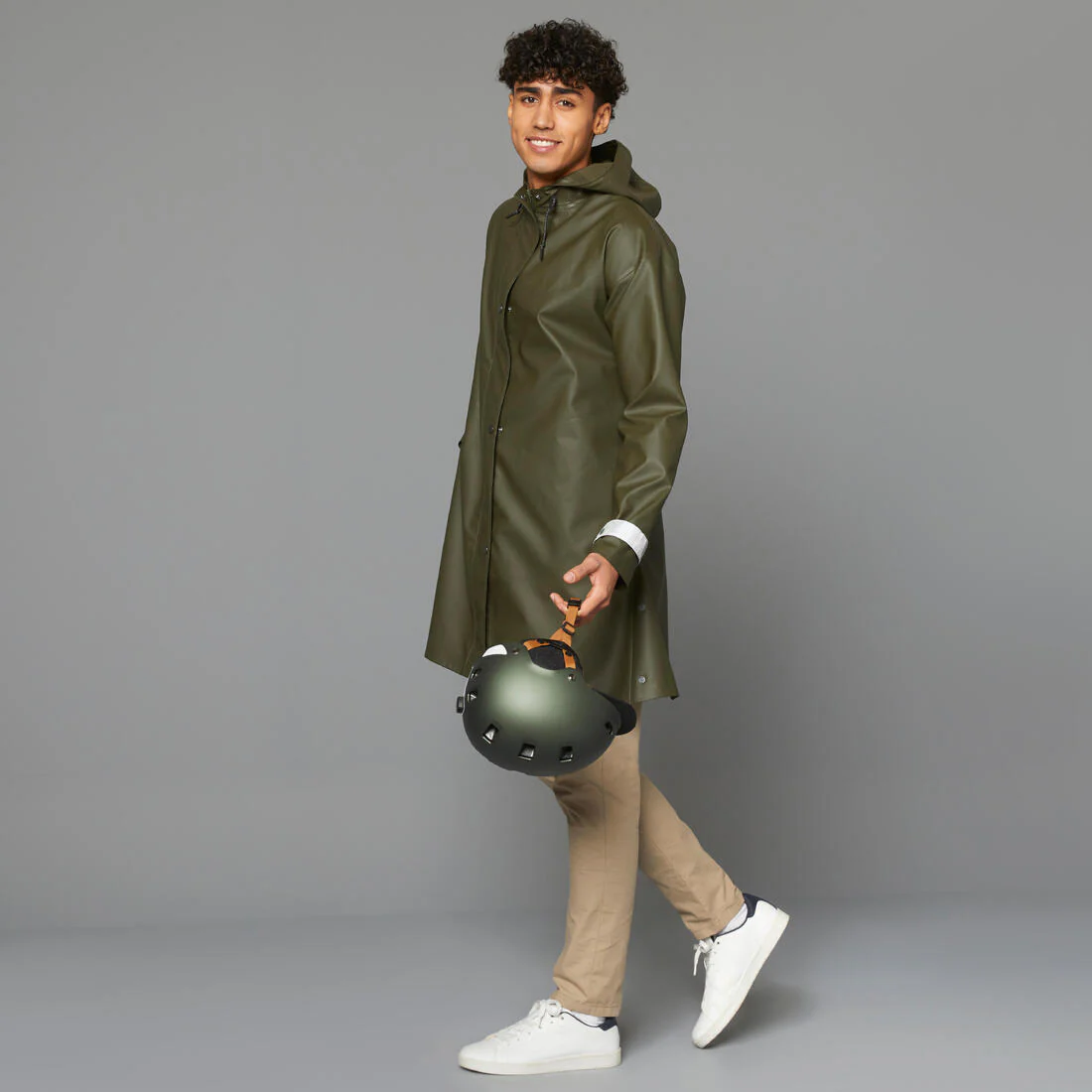 Parka de ciclismo urbano impermeable caqui unisex 540 - Image 18