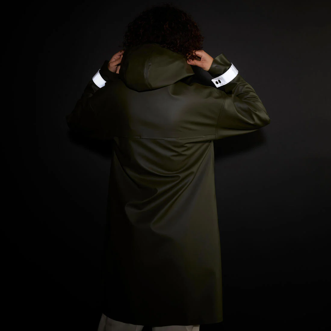 Parka de ciclismo urbano impermeable caqui unisex 540 - Image 2
