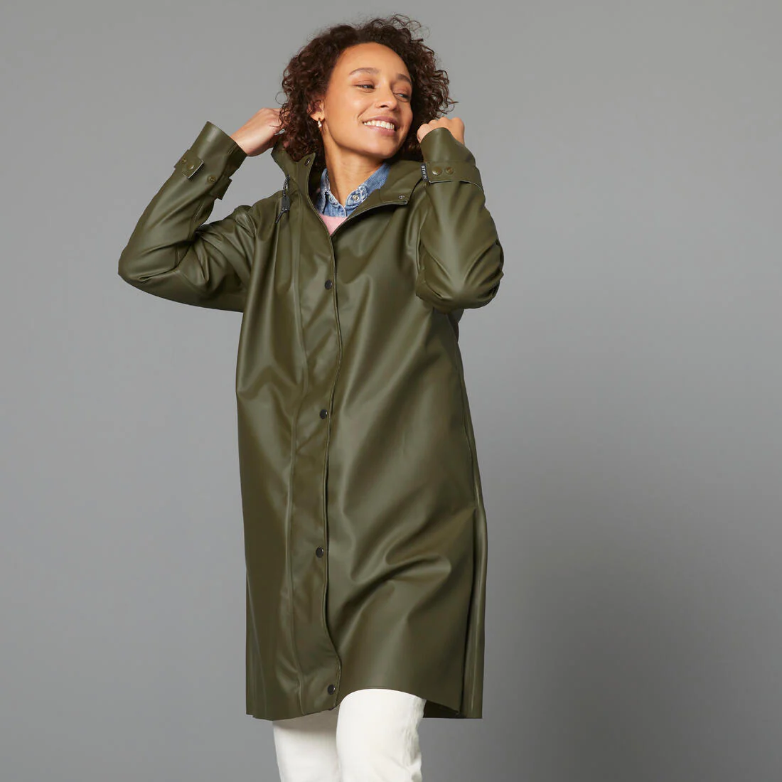 Parka de ciclismo urbano impermeable caqui unisex 540 - Image 21