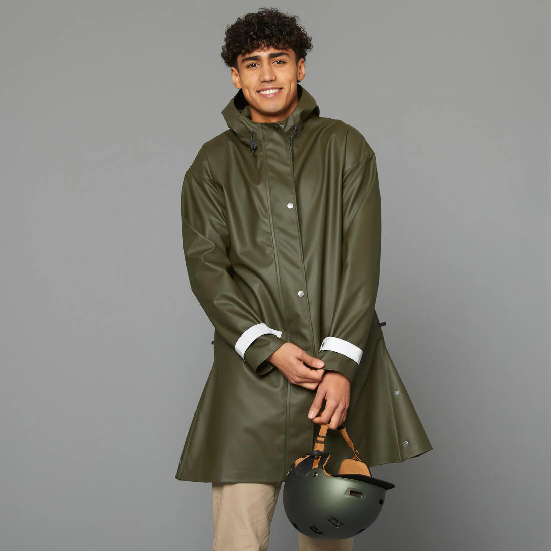 Parka de ciclismo urbano impermeable caqui unisex 540 - Image 23