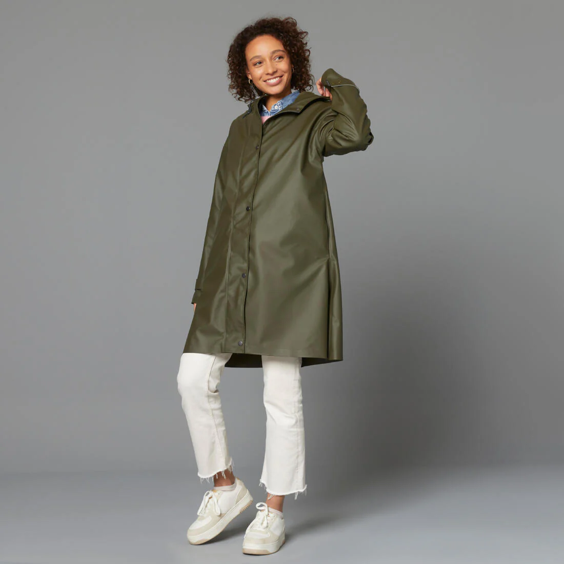 Parka de ciclismo urbano impermeable caqui unisex 540 - Image 3