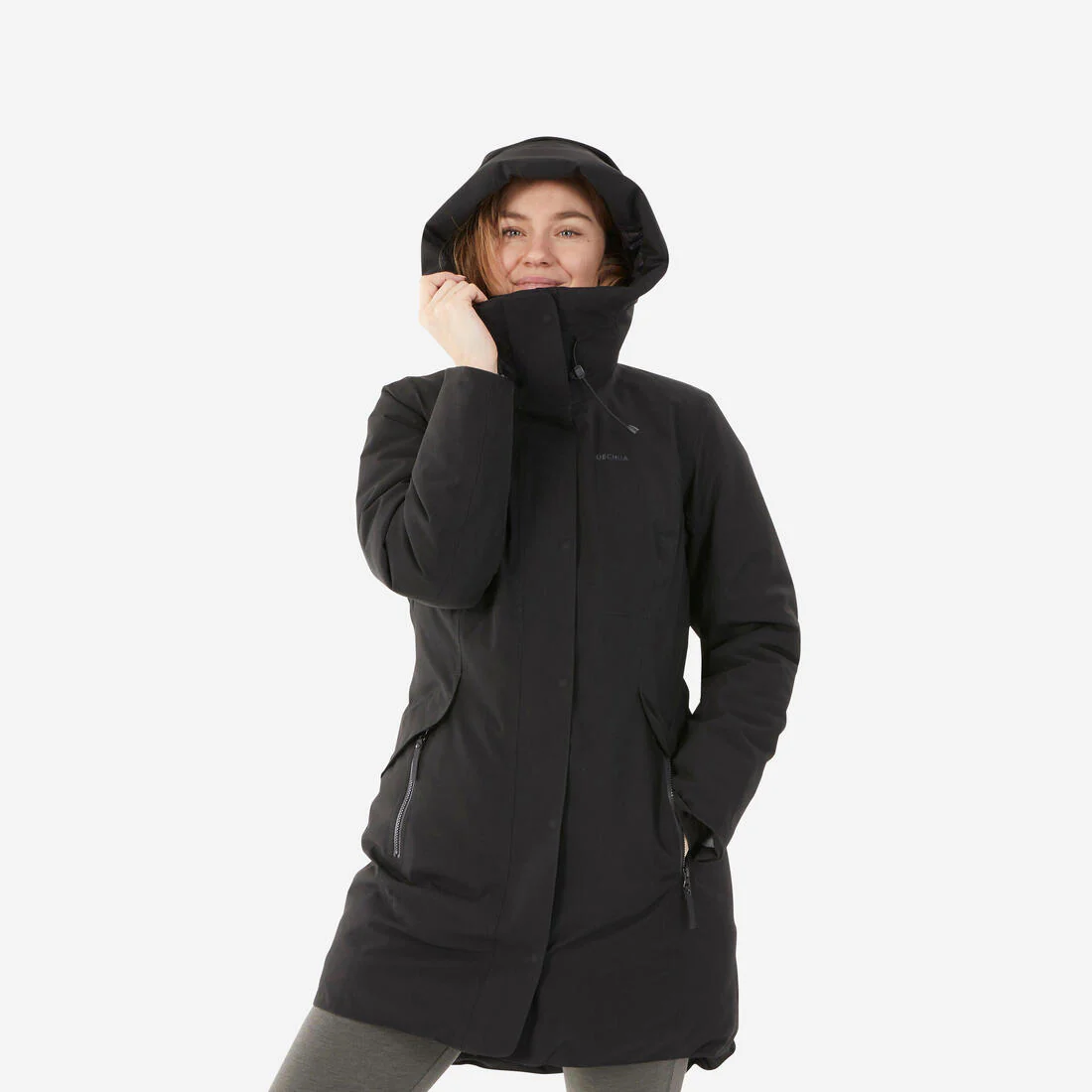 Parka de senderismo impermeable hasta -10 °C negra para mujer NH500