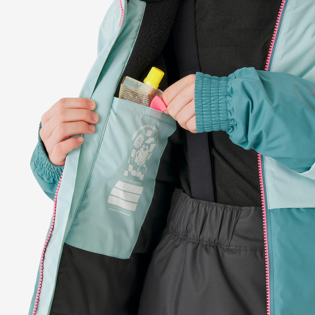 Chaqueta de Nieve Ski y Snowboard Niña - Wedze 100 Impermeable Azul Rosado - Image 18