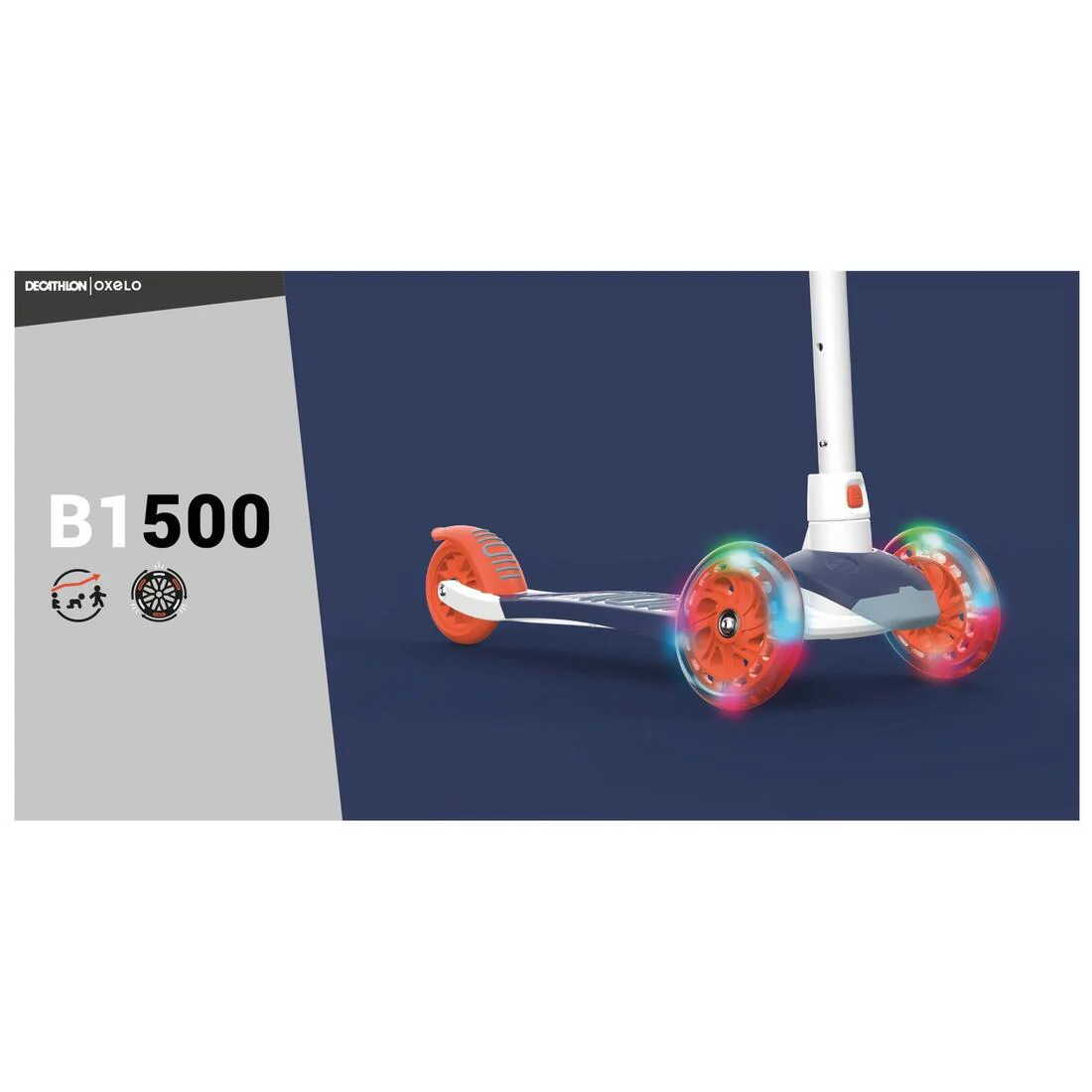 PATÍN DEL DIABLO DE 3 RUEDAS NIÑO B1 500 AZUL NARANJA - Image 16