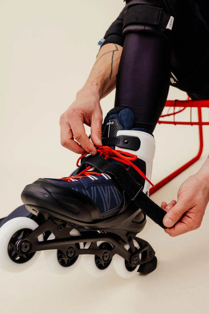 Patines en línea de fitness azul/rojo para adulto FIT500 - Image 9