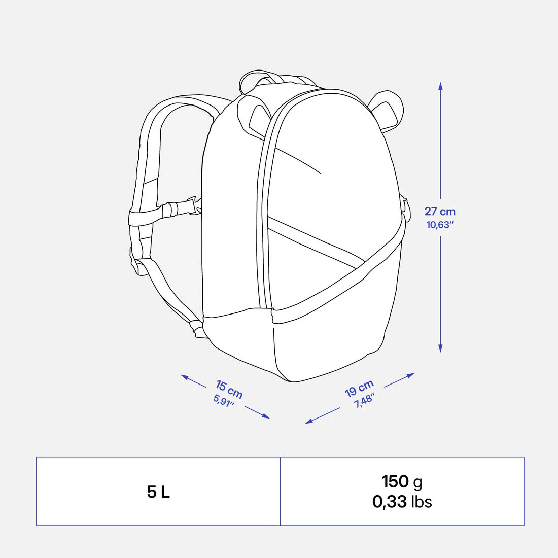 Pequeña mochila de senderismo de 5 L azul para niños MH100 - Image 17