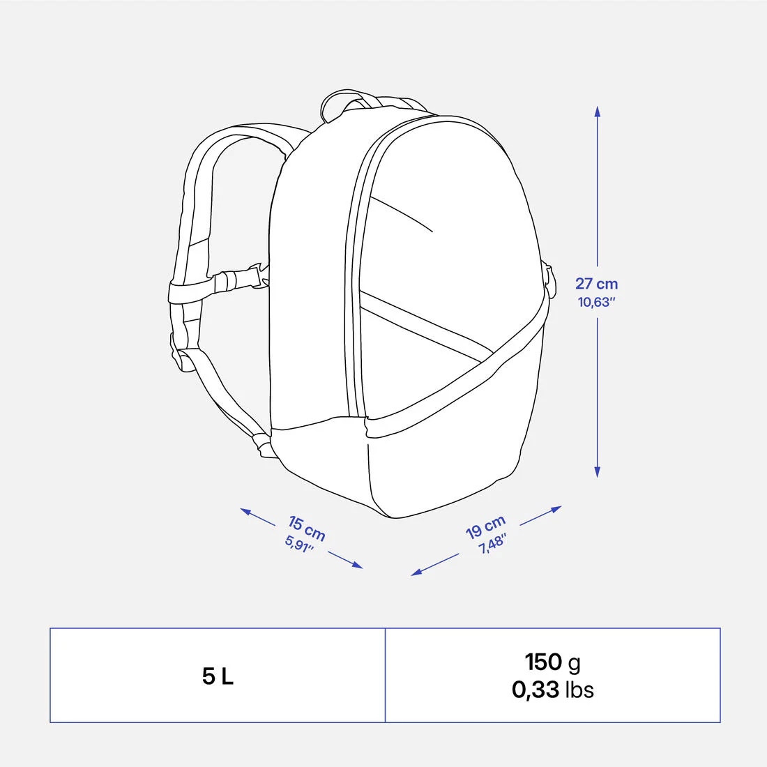 Pequeña mochila de senderismo de 5 L azul para niños MH100 - Image 20