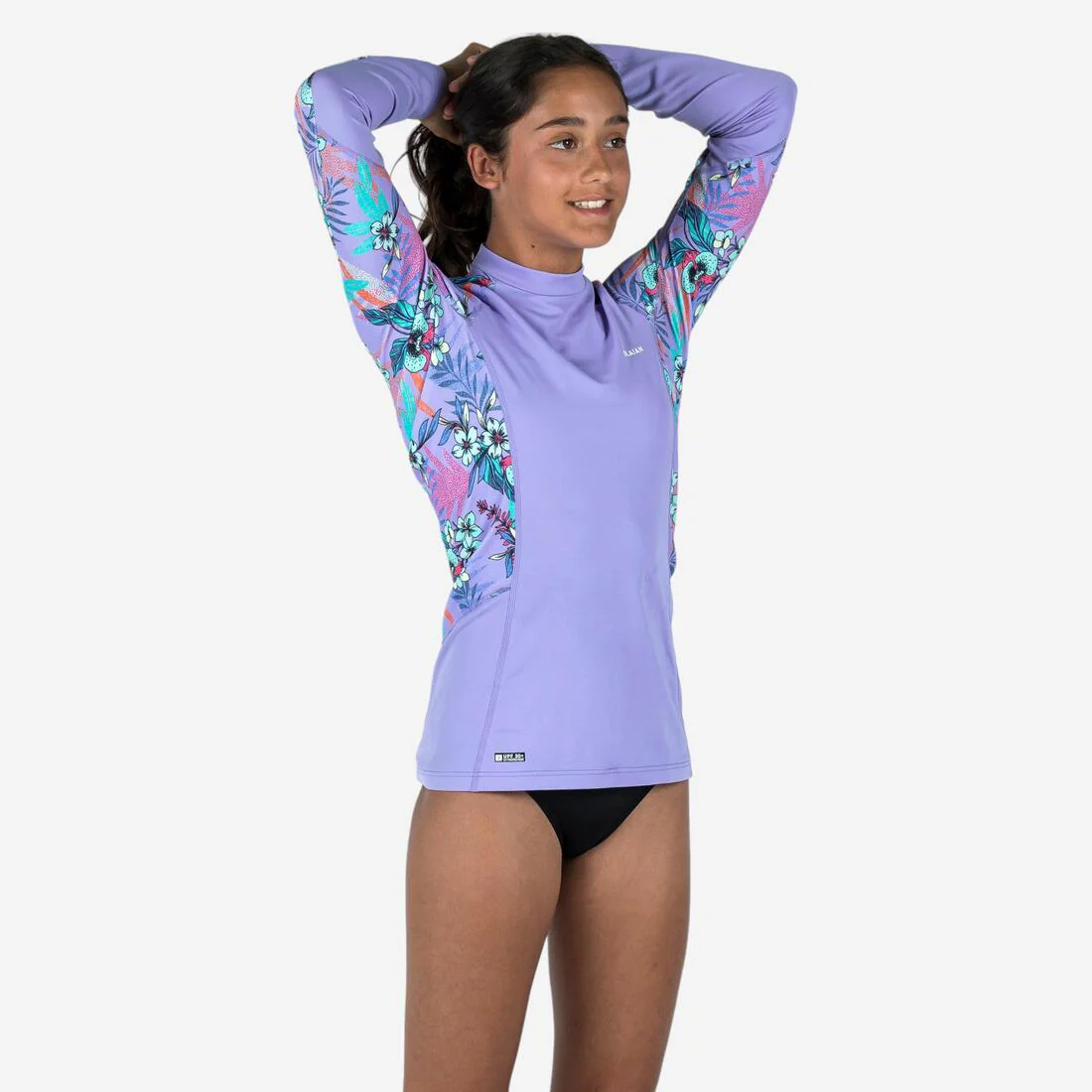Playera anti-UV de manga larga morada para niñas 500 - Image 2