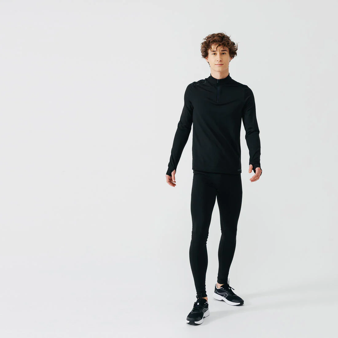 Playera cierre cálida manga larga running Hombre KIPRUN Run 100 Warm negro - Image 3