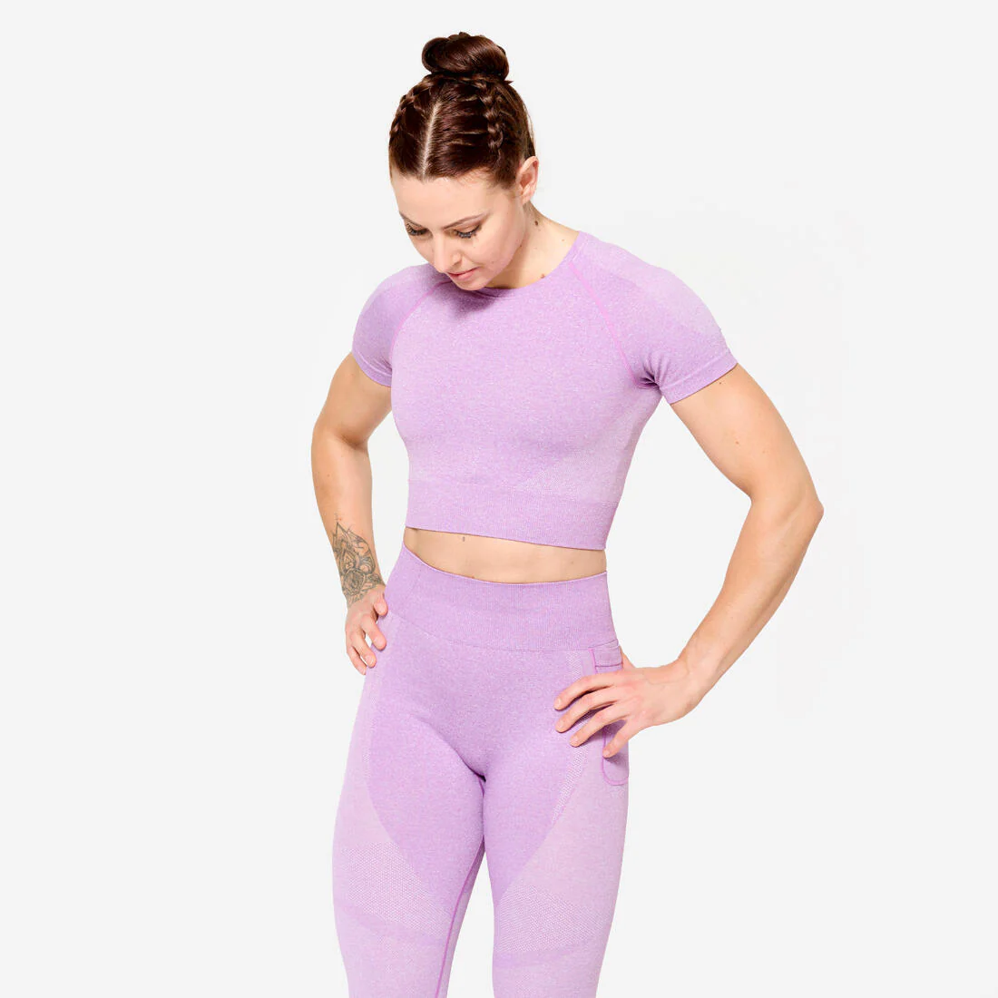 Playera Crop-Top Fitness Sin Costuras Manga Corta