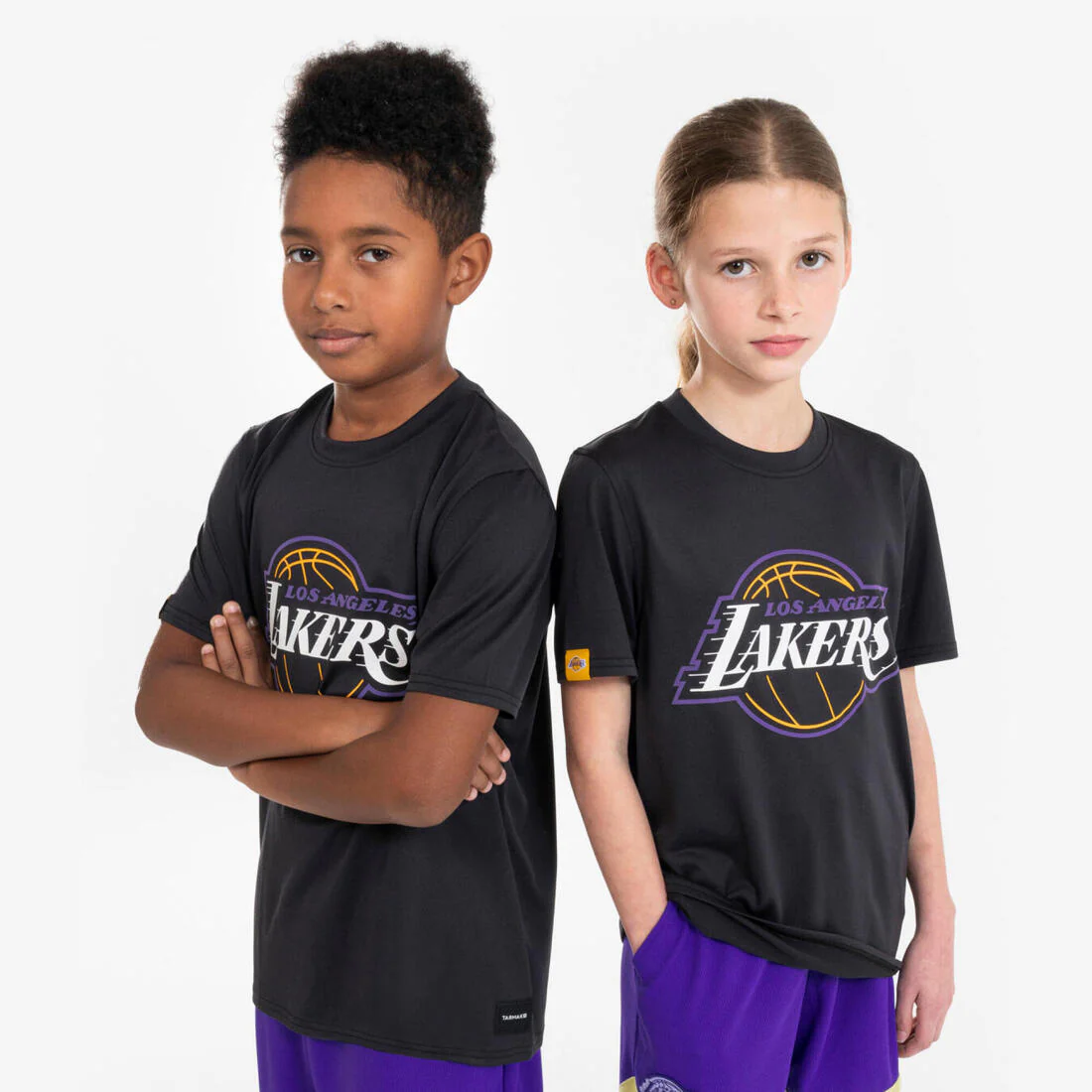 Playera de básquetbol negra para niños NBA Lakers TS 900 JR
