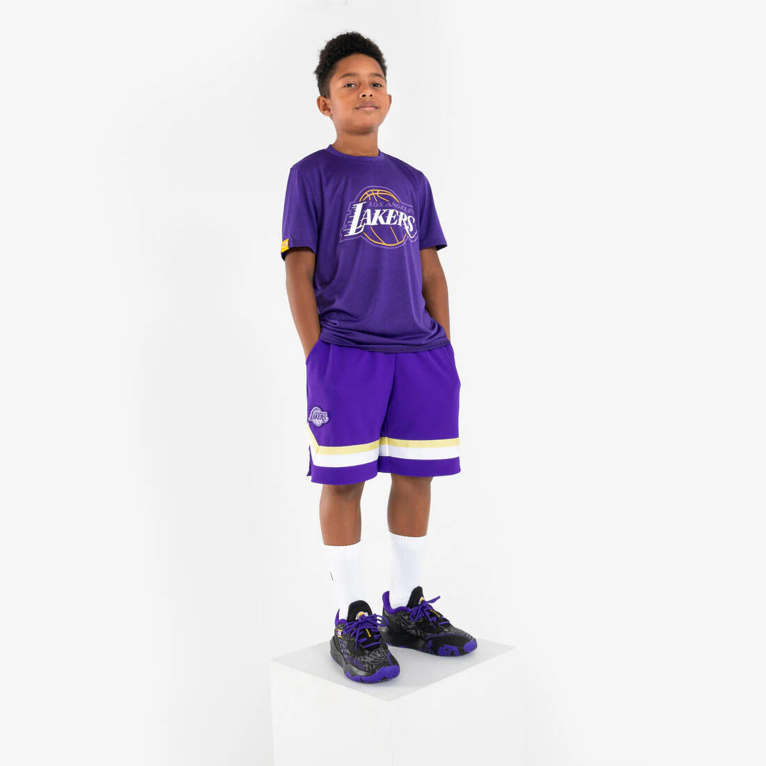Playera de básquetbol negra para niños NBA Lakers TS 900 JR - Image 13