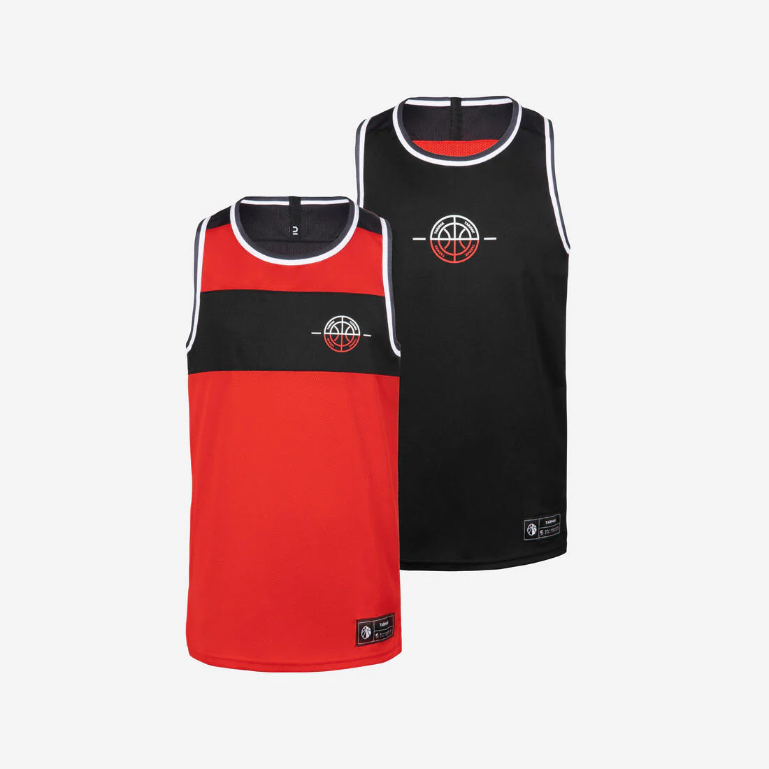 PLAYERA DE BÁSQUETBOL REVERSIBLE NIÑO - T500R ROJO NEGRO - Image 2