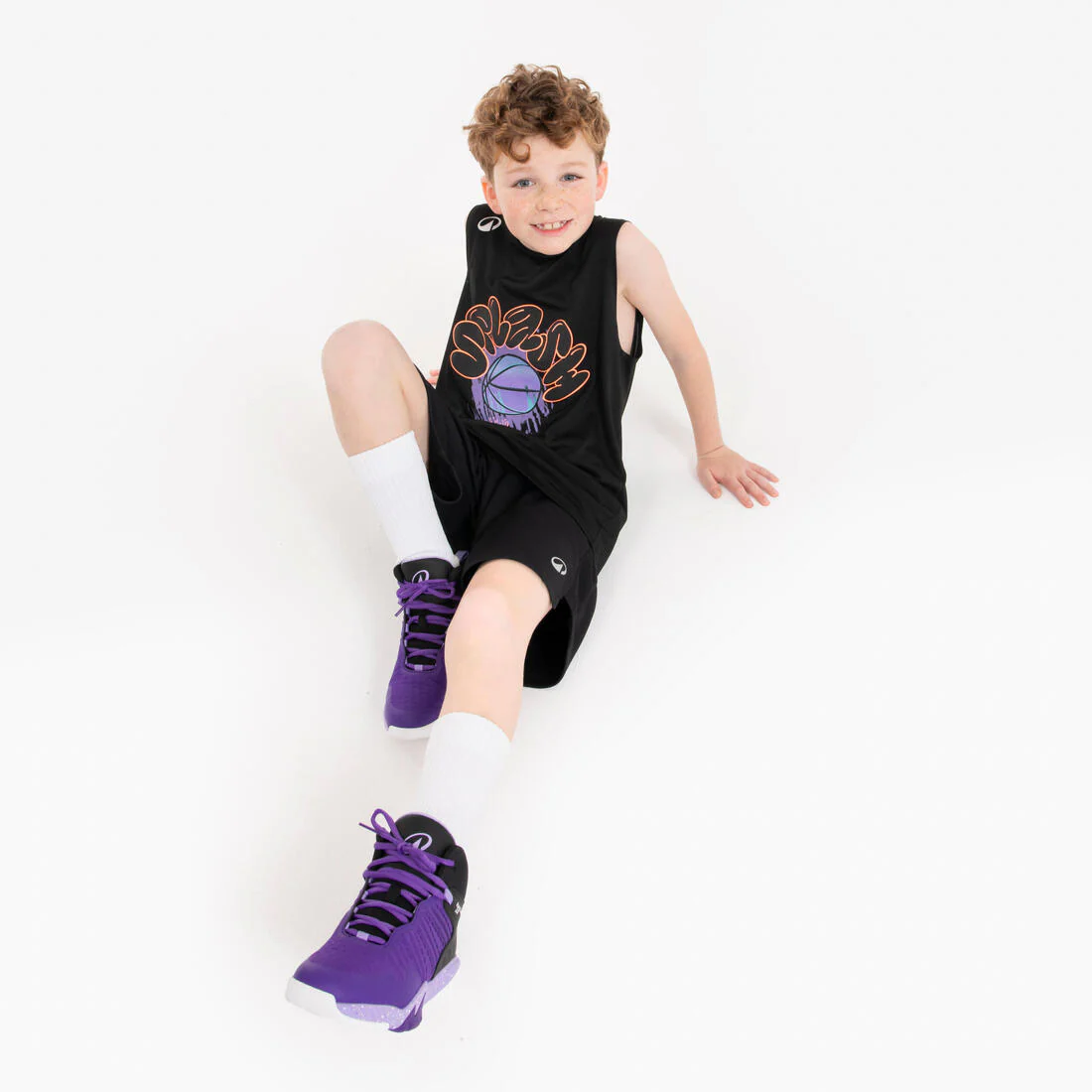 Playera de básquetbol sin mangas azul junior - Image 11