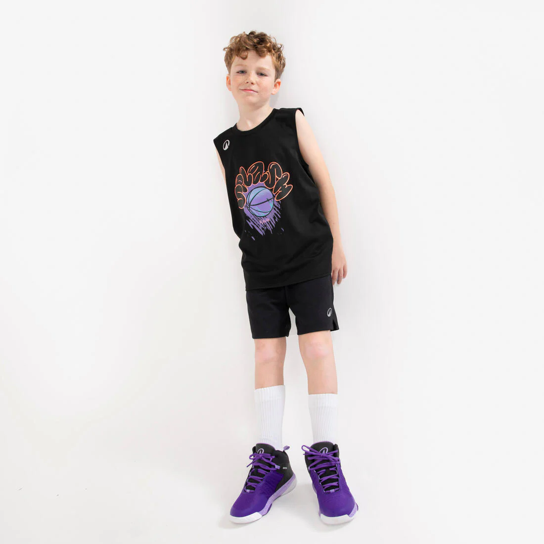 Playera de básquetbol sin mangas azul junior - Image 6