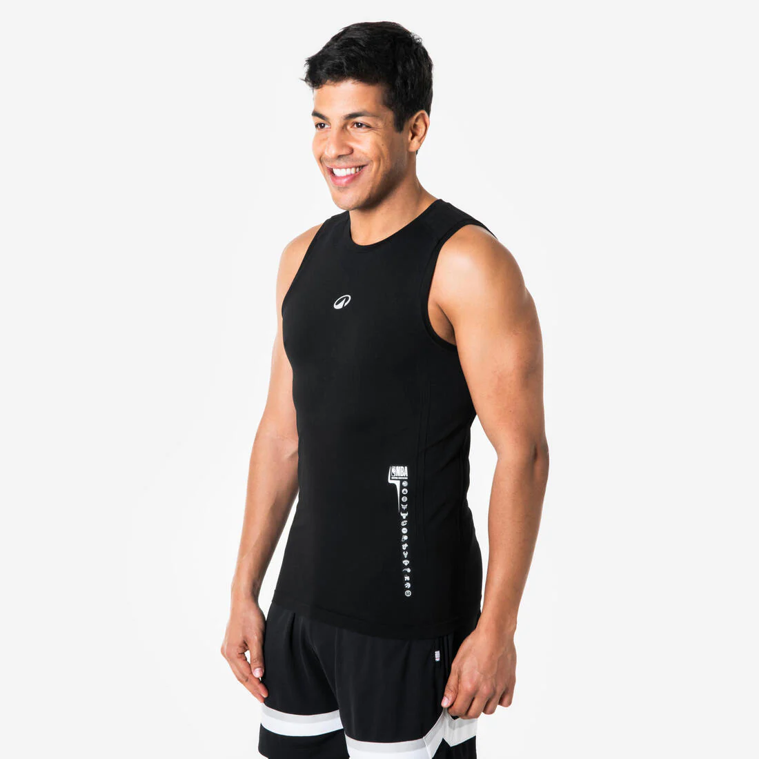 Playera de básquetbol sin mangas negra Tank 500 NBA