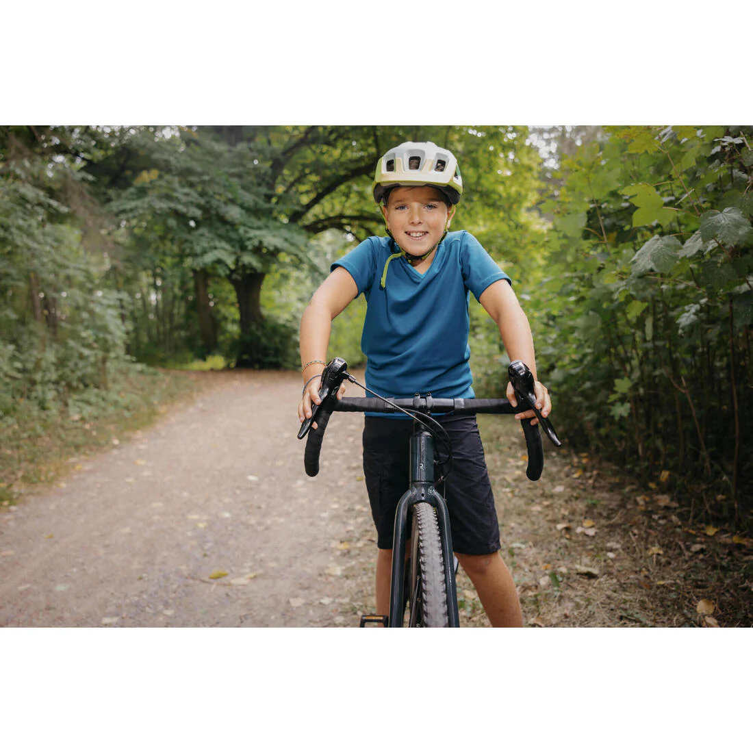 Playera de ciclismo de manga corta azul para niños 100 - Image 13