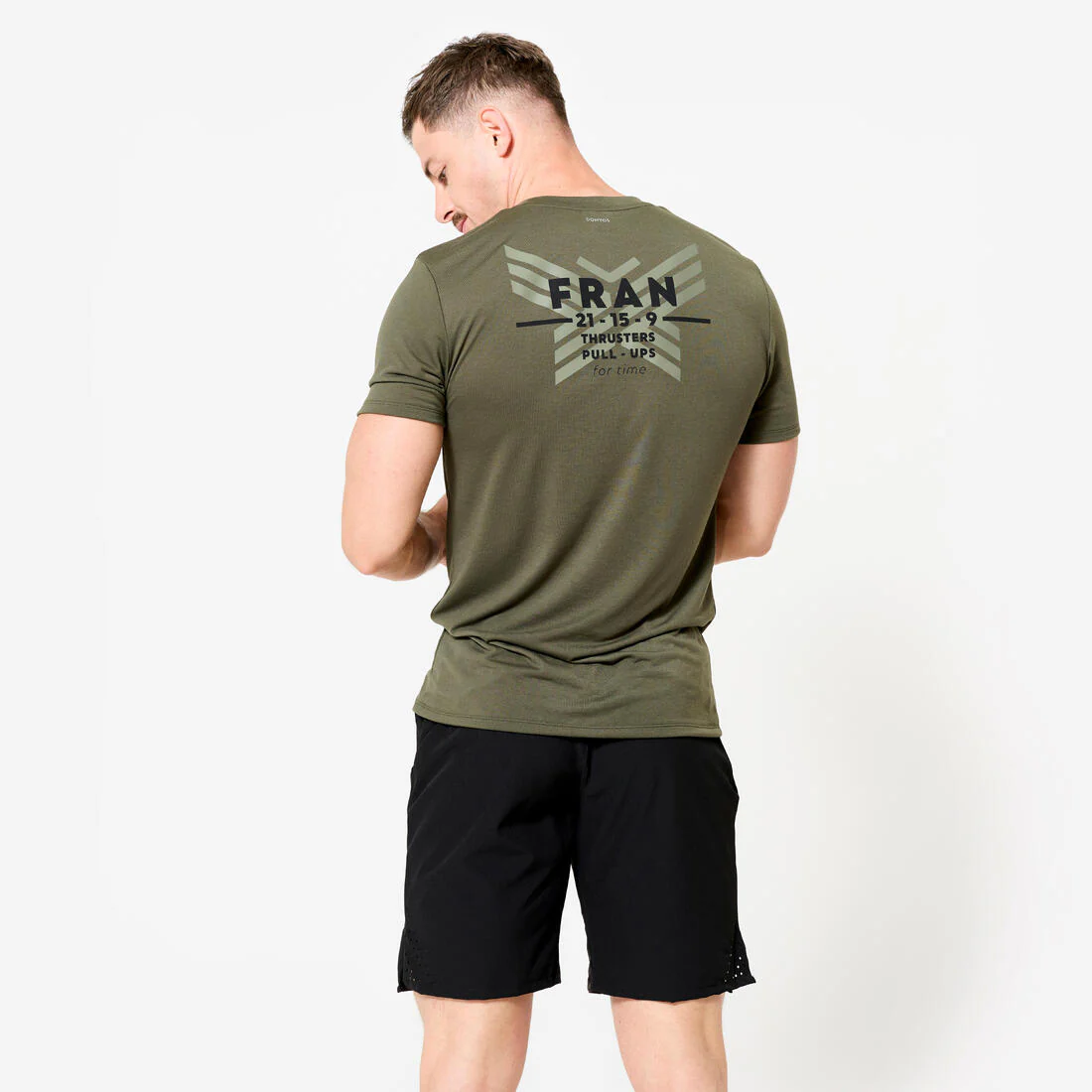 Playera de cross training de corte slim transpirable negra para hombre - Image 8