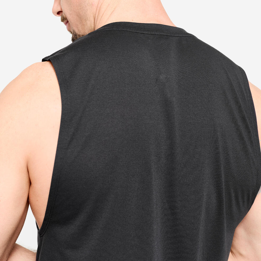 Playera de cross training sin mangas transpirable negra para hombre - Image 6