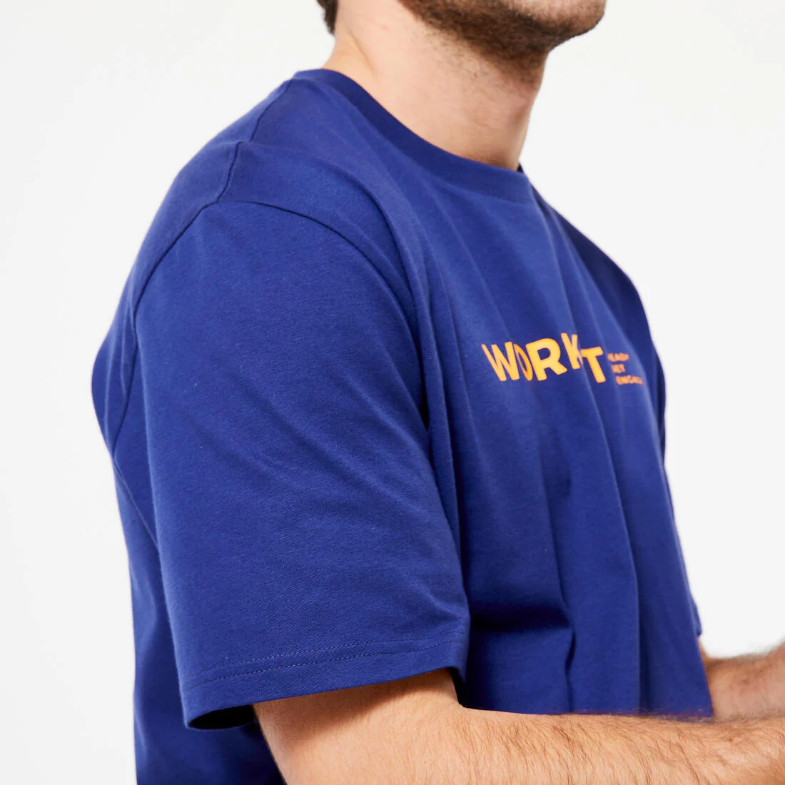 Playera de fitness azul con estampado para hombre 500 Essential - Image 12