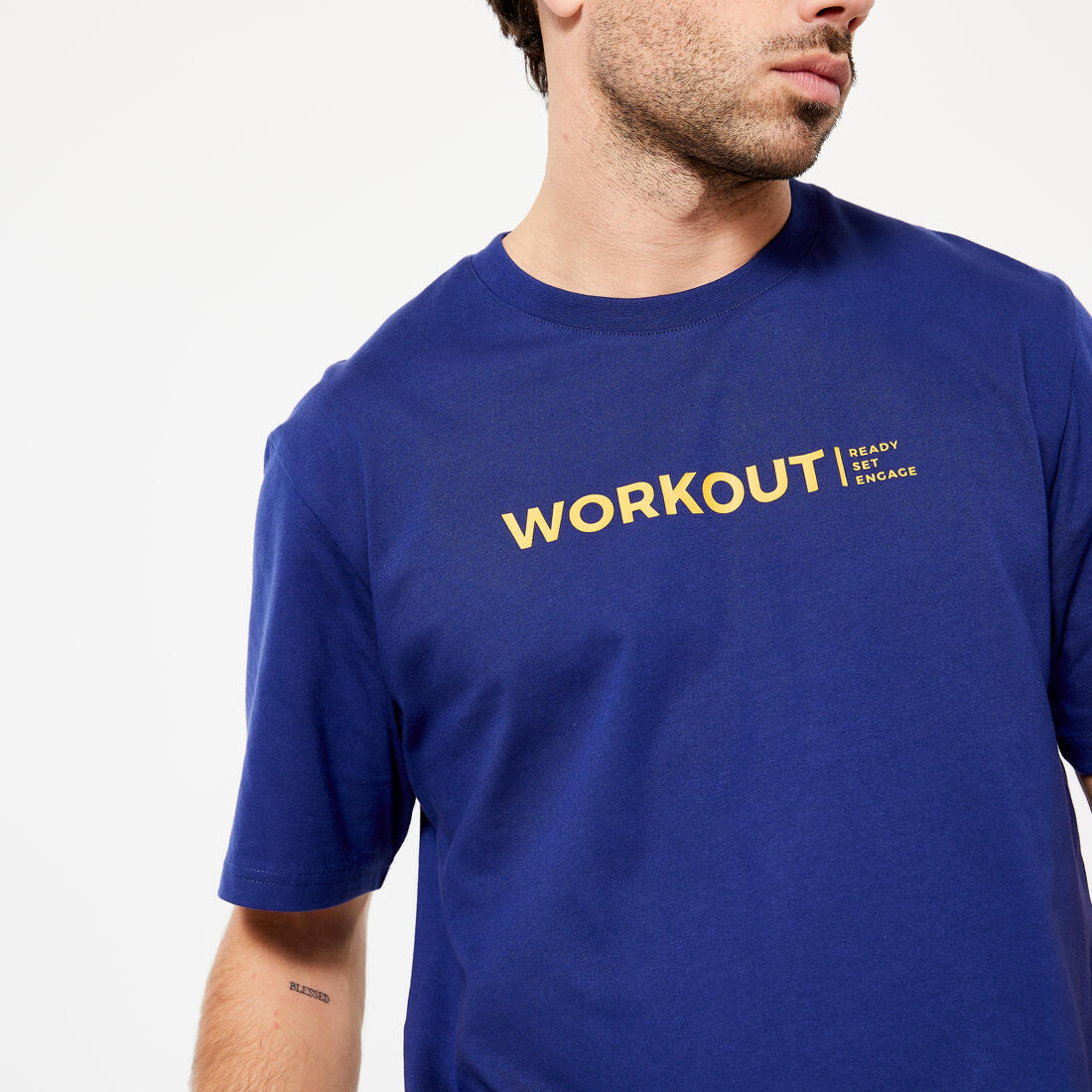 Playera de fitness azul con estampado para hombre 500 Essential - Image 15