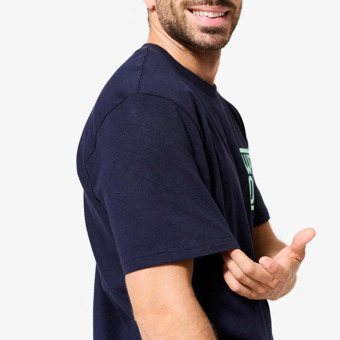 Playera de fitness azul con estampado para hombre 500 Essential - Image 17