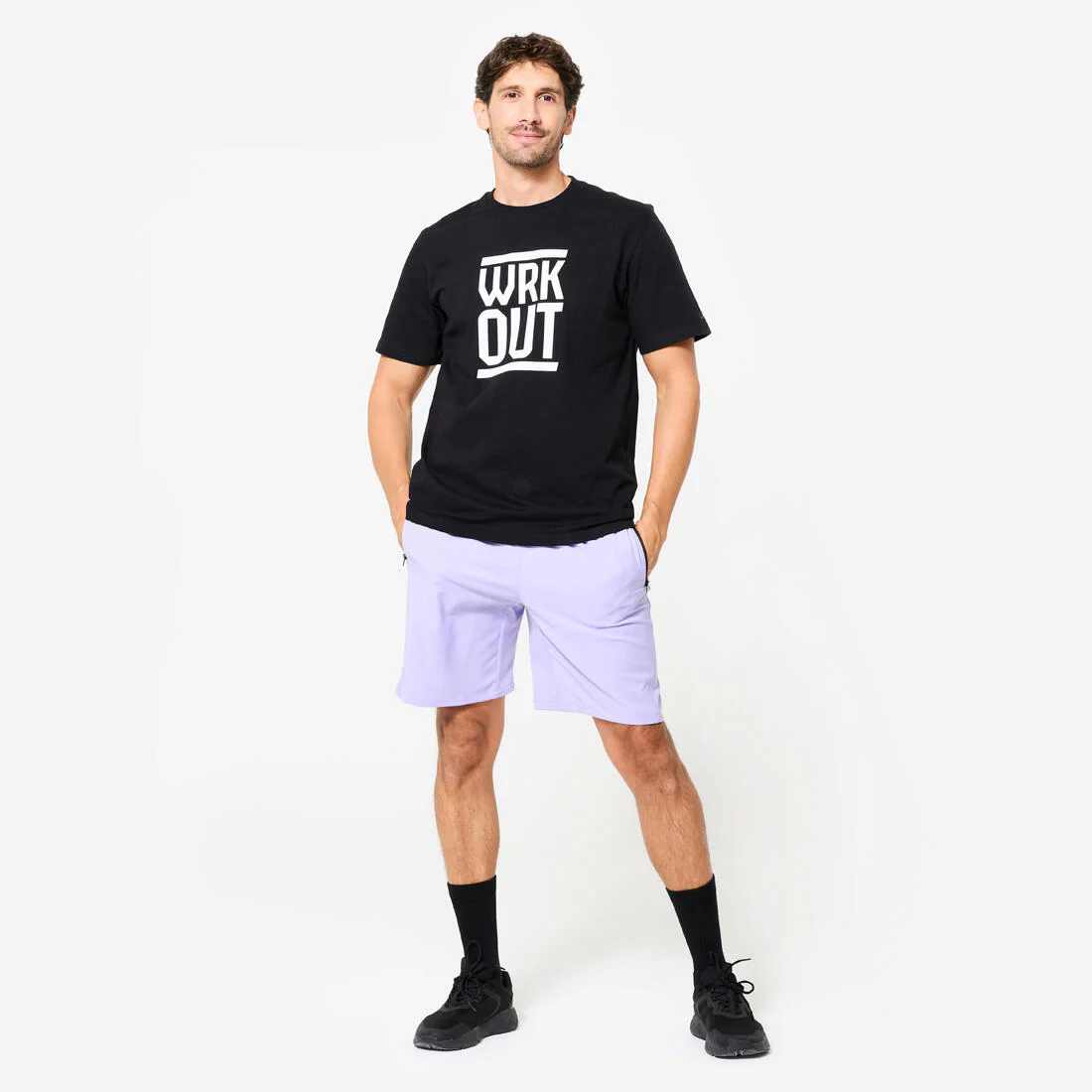 Playera de fitness azul con estampado para hombre 500 Essential - Image 4
