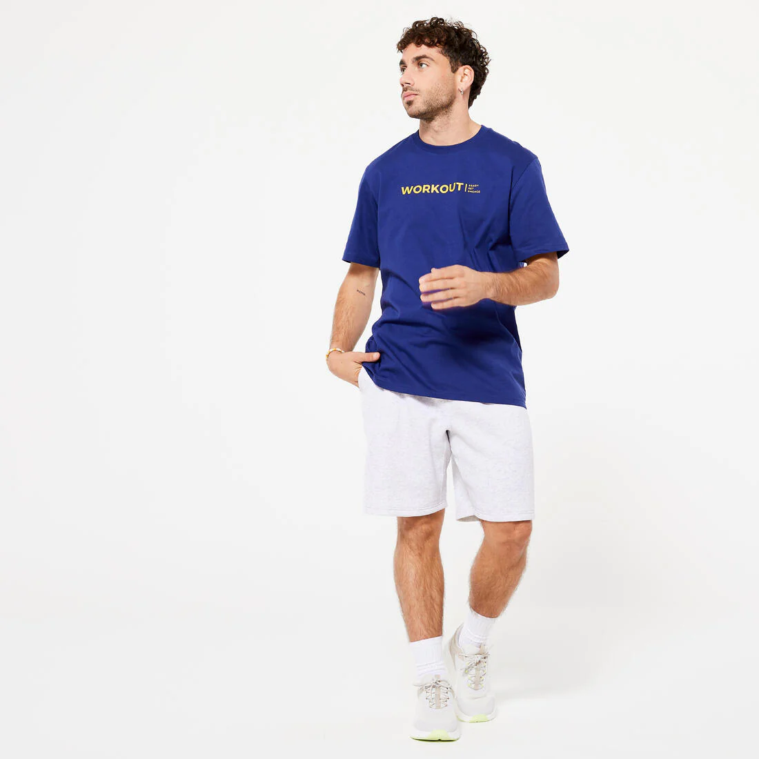 Playera de fitness azul con estampado para hombre 500 Essential - Image 5