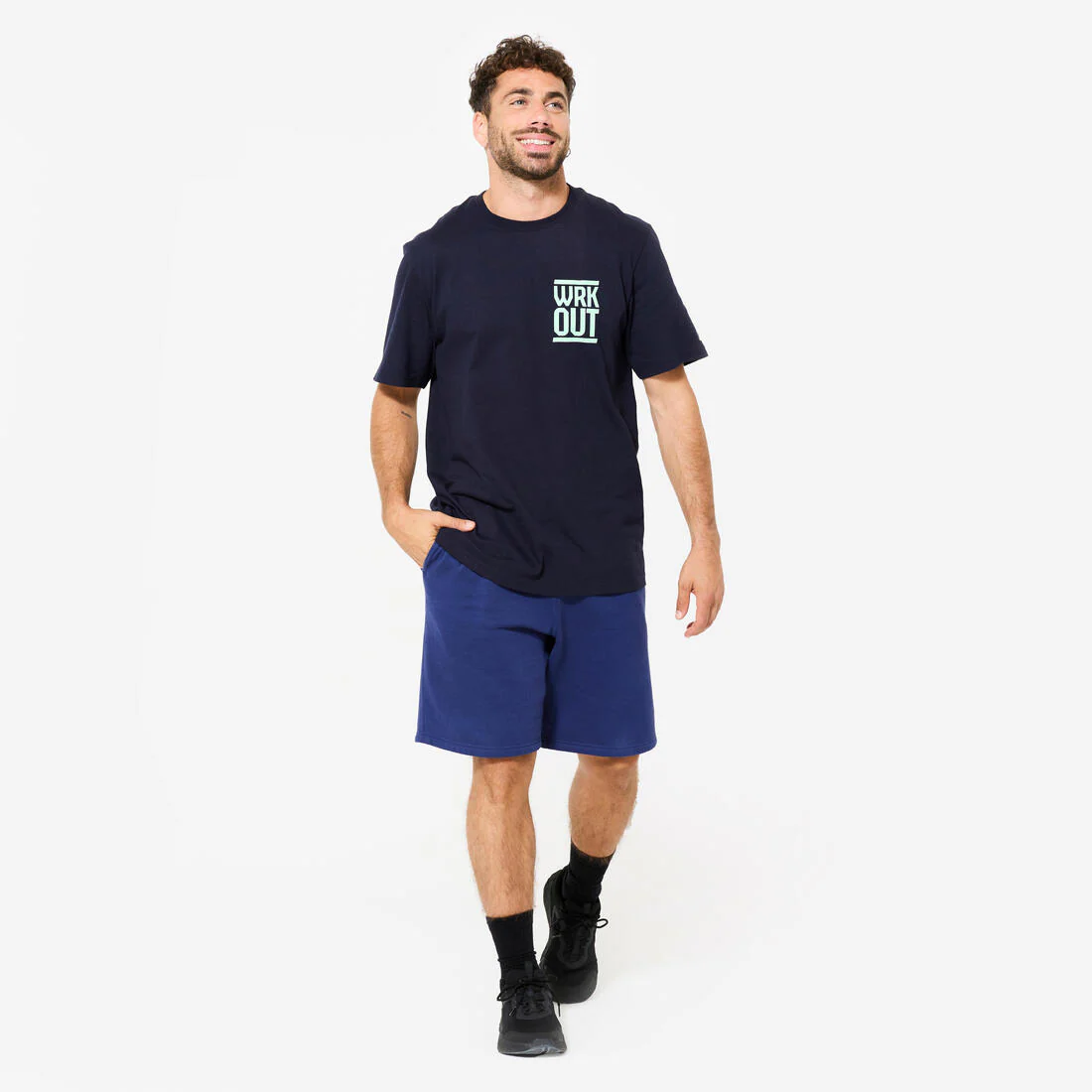 Playera de fitness azul con estampado para hombre 500 Essential - Image 6