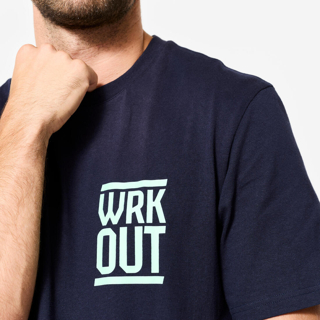 Playera de fitness azul con estampado para hombre 500 Essential - Image 9
