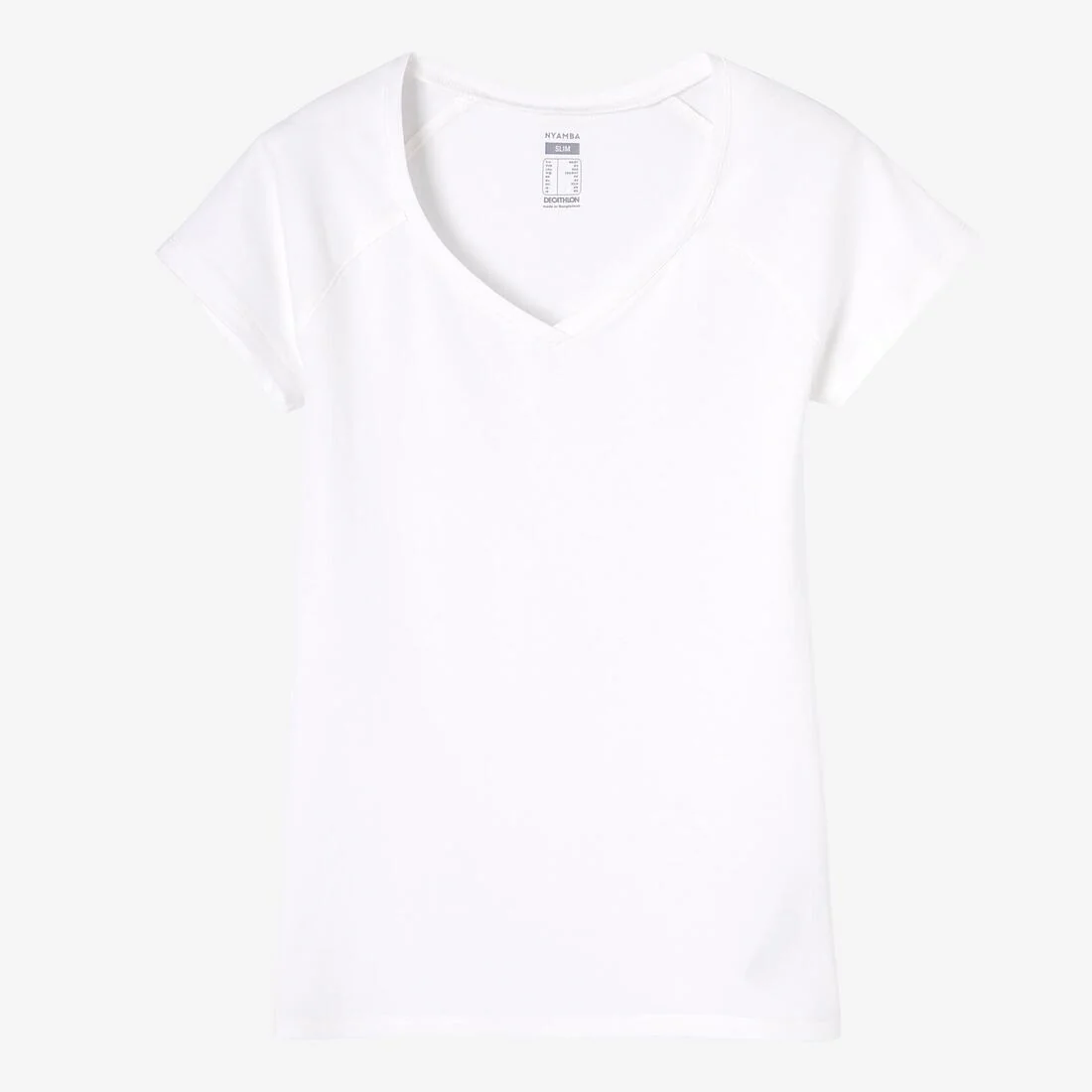 Playera de fitness blanca con cuello en V para mujer 500 ESSENTIAL - Image 15