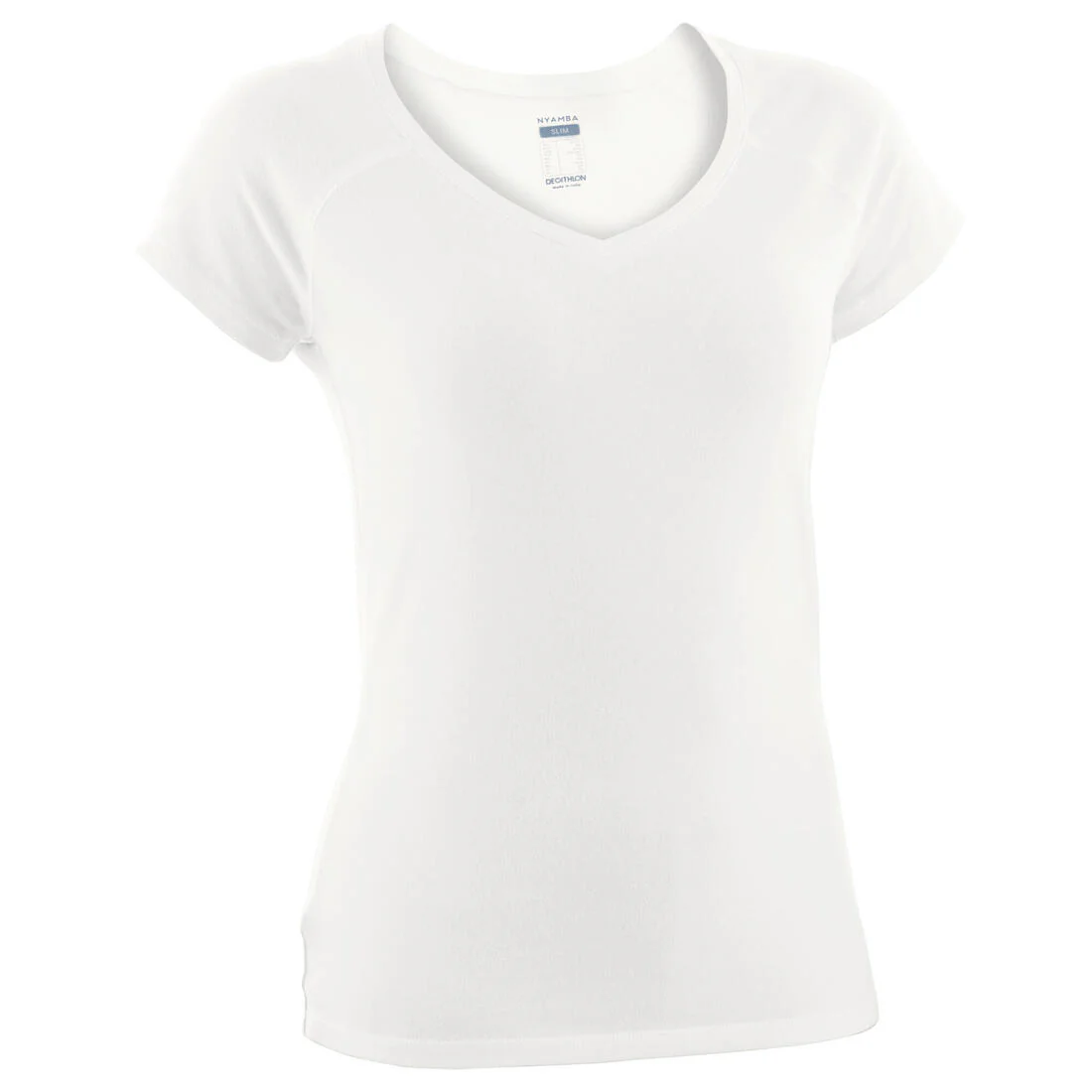 Playera de fitness blanca con cuello en V para mujer 500 ESSENTIAL - Image 19
