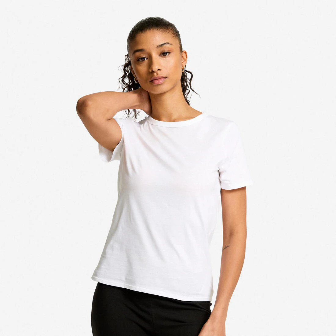 Playera de fitness blanco glaciar para mujer 100