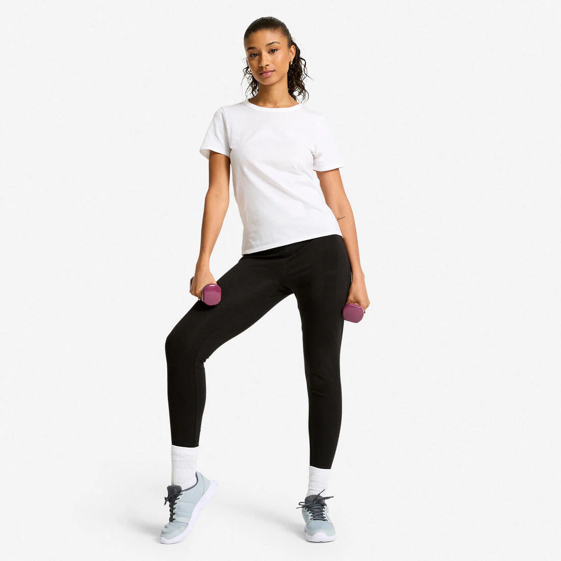 Playera de fitness blanco glaciar para mujer 100 - Image 3