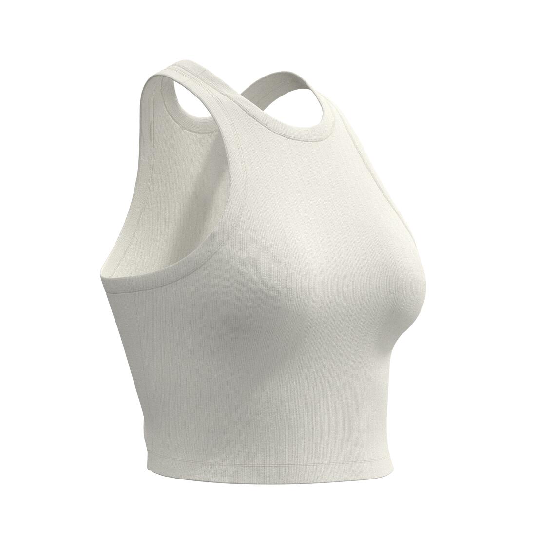 Playera de fitness crop top sin mangas blanca para mujer 520 - Image 6