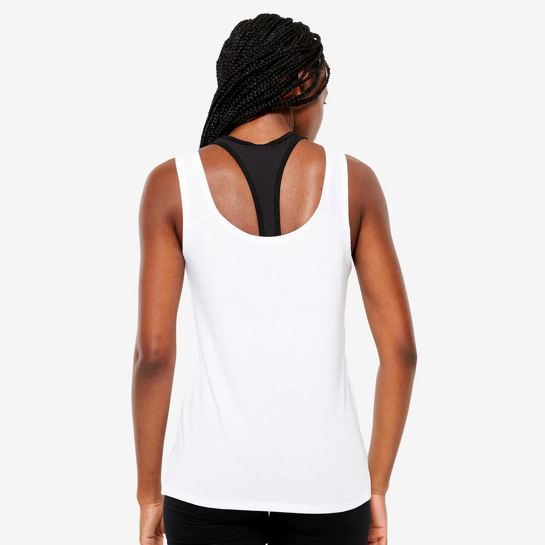 Playera de fitness de corte recto sin mangas blanca para mujer 100 - Image 4