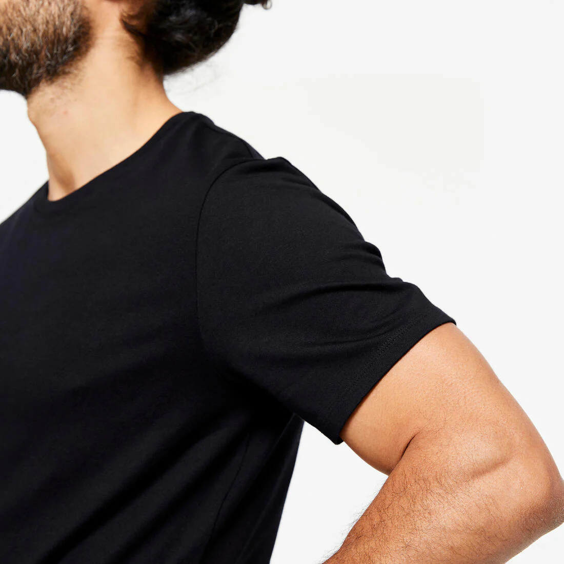 Playera de fitness de corte slim blanca glaciar para hombre 500 - Image 13