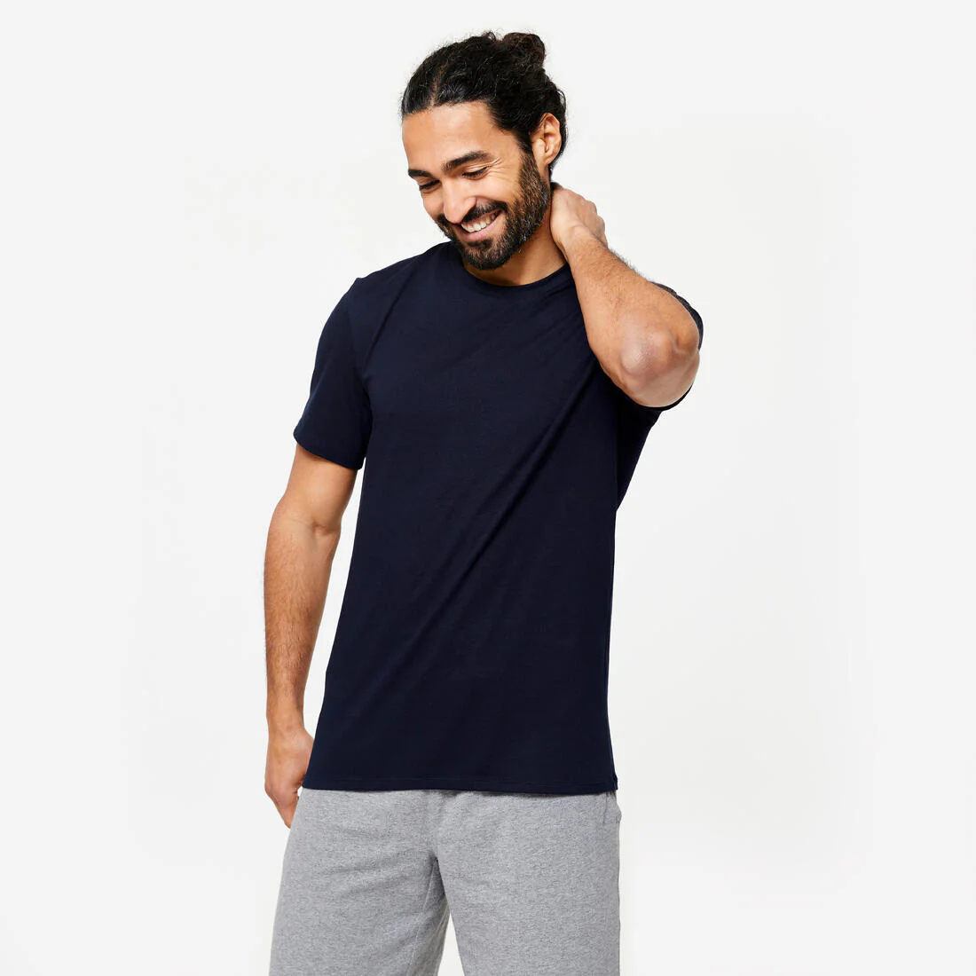 Playera de fitness de corte slim blanca glaciar para hombre 500 - Image 2