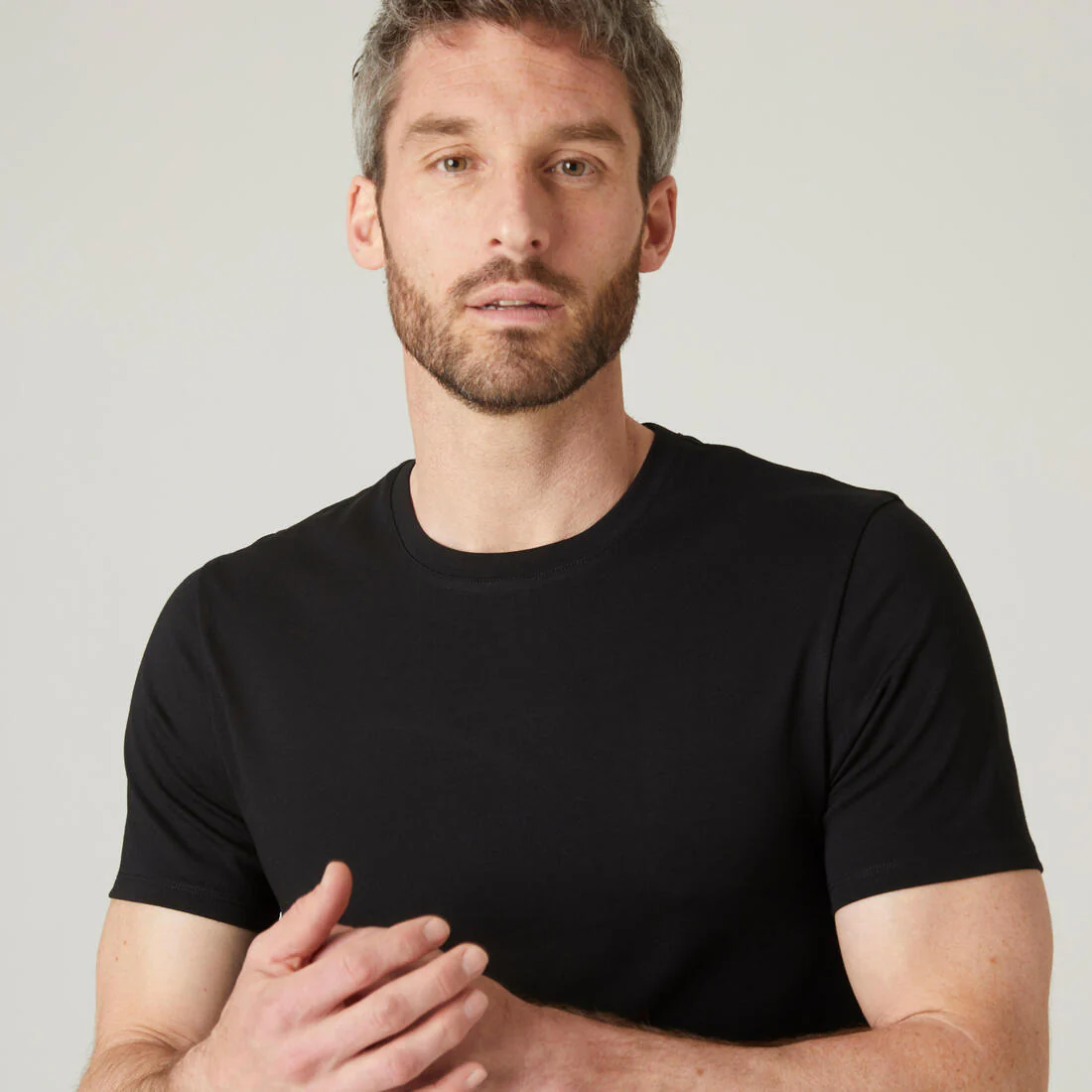Playera de fitness de corte slim blanca glaciar para hombre 500 - Image 22