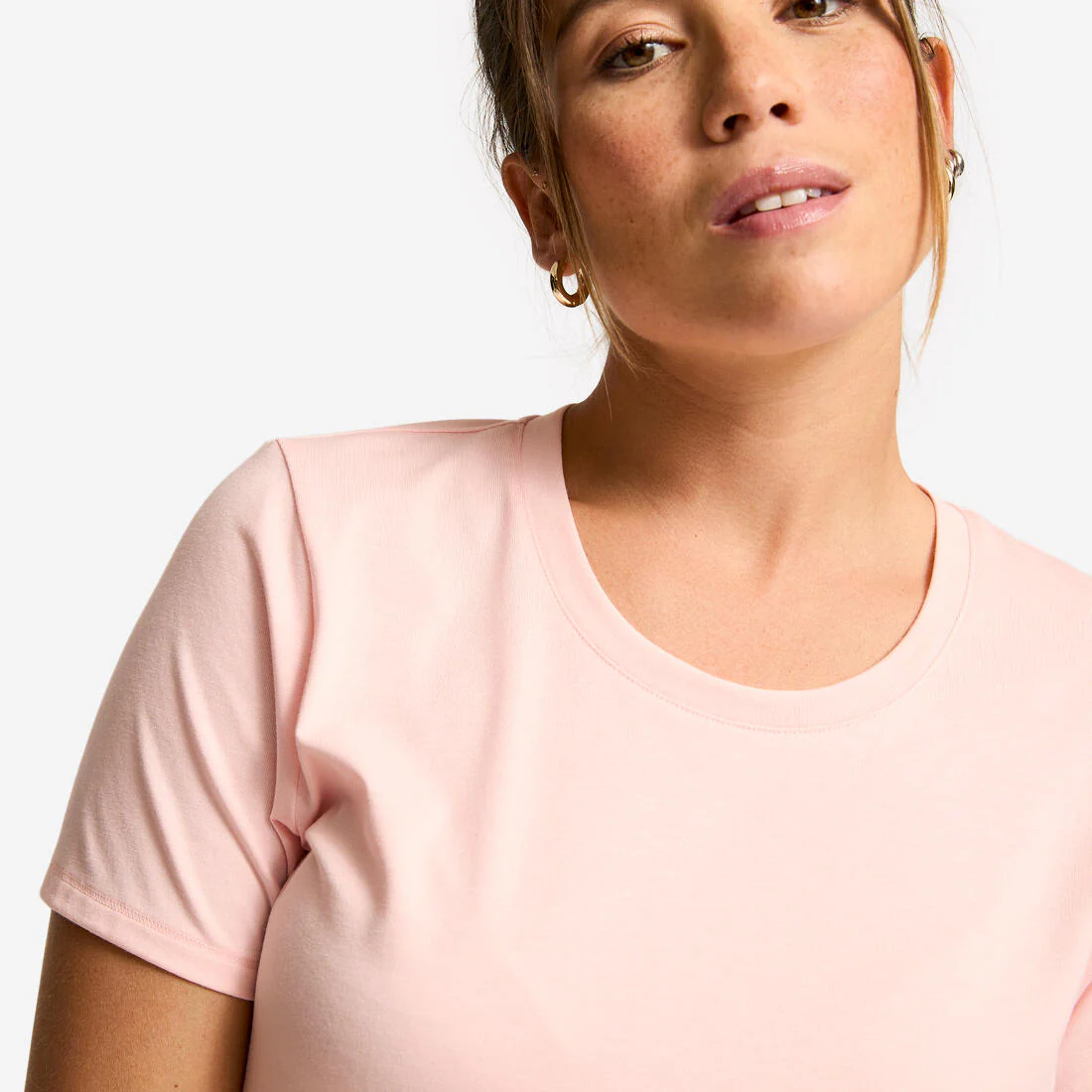 Playera de fitness de manga corta rosa para mujer Coolmax - Image 5