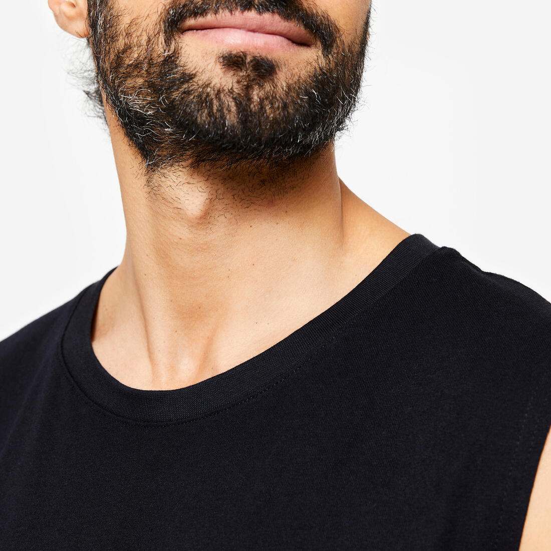 Playera de fitness extensible sin mangas negra para hombre 500 - Image 3