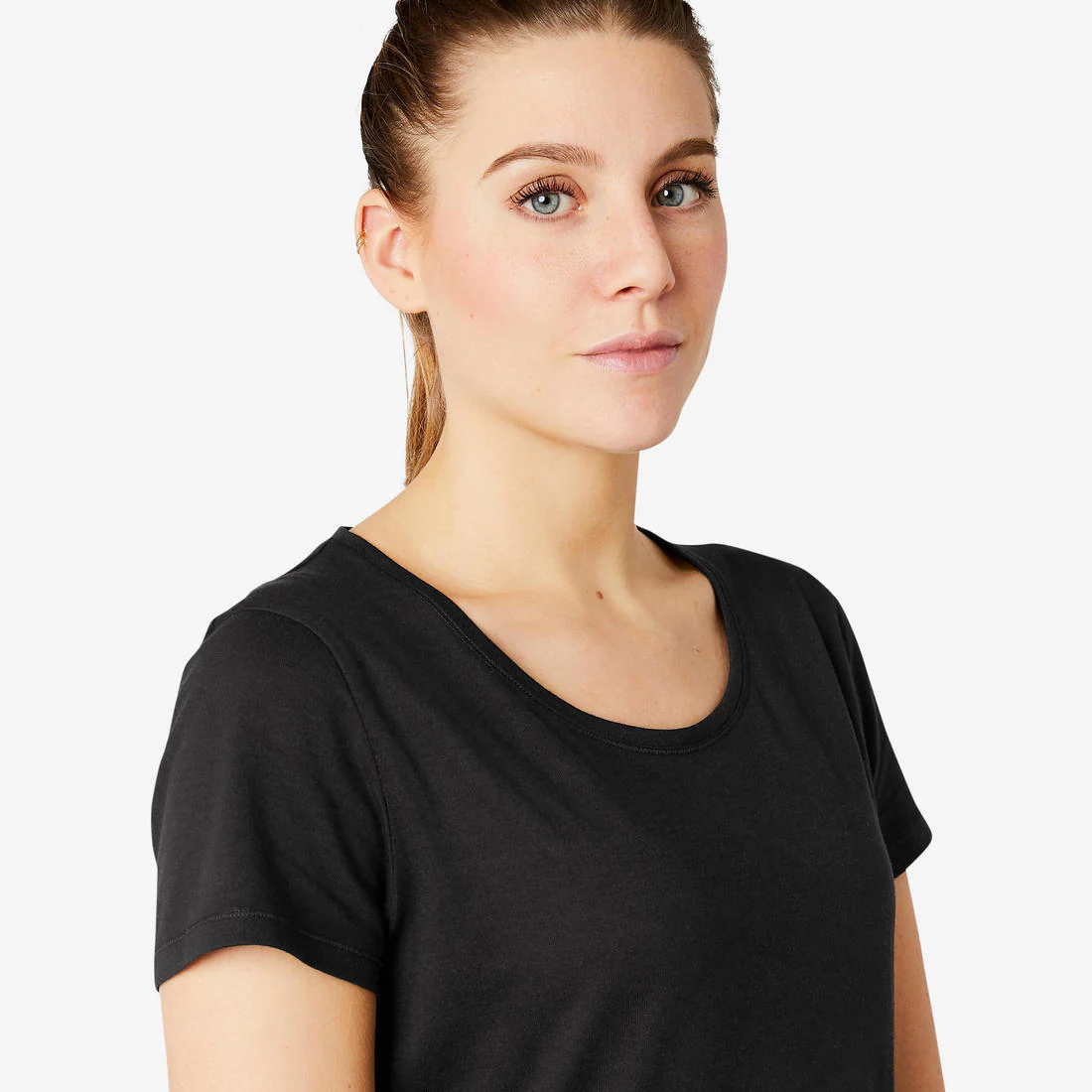 Playera de Fitness para Mujer - 500 - Negro - Manga Corta - Corte Recto - Cuello Redondo - Algodón - Image 5