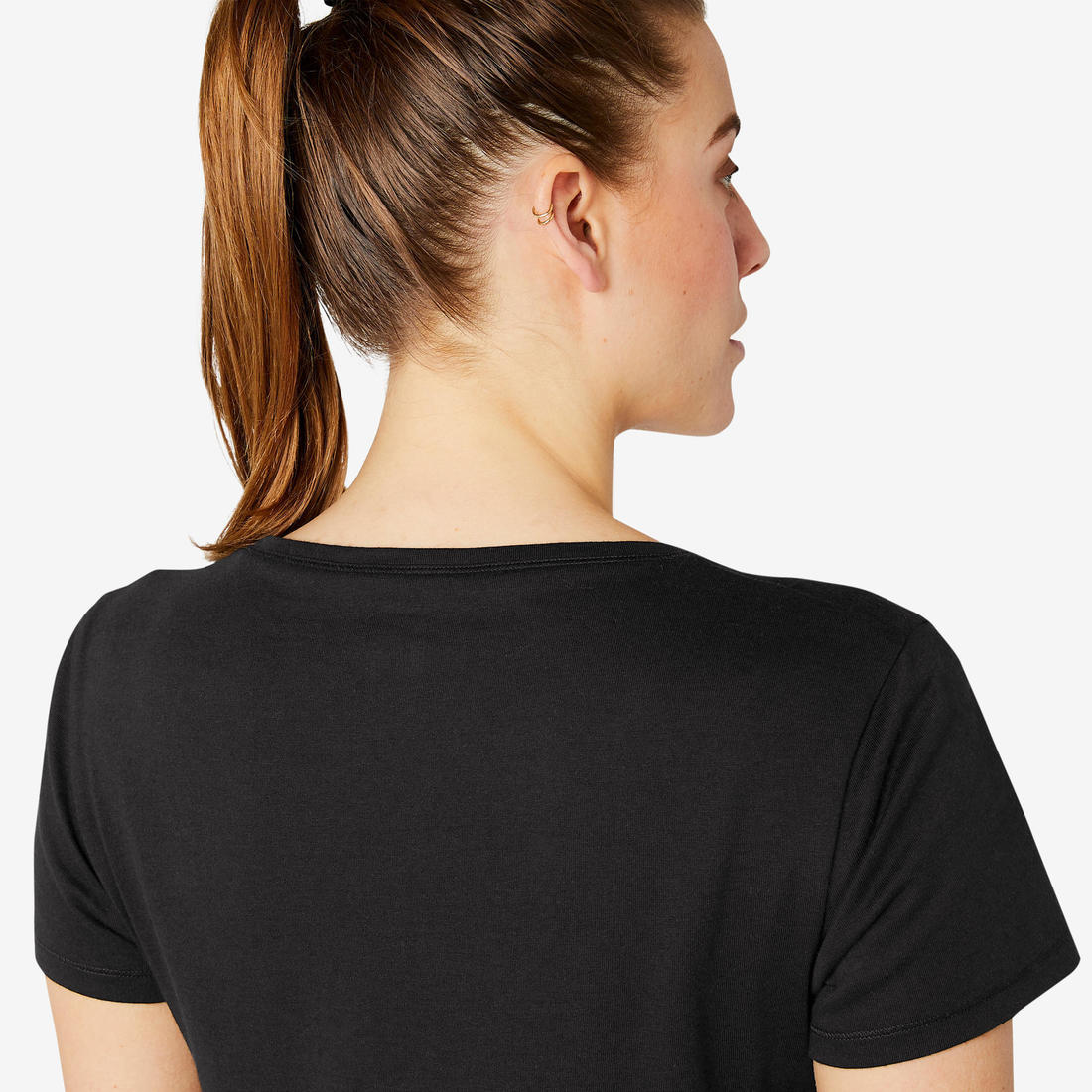 Playera de Fitness para Mujer - 500 - Negro - Manga Corta - Corte Recto - Cuello Redondo - Algodón - Image 6