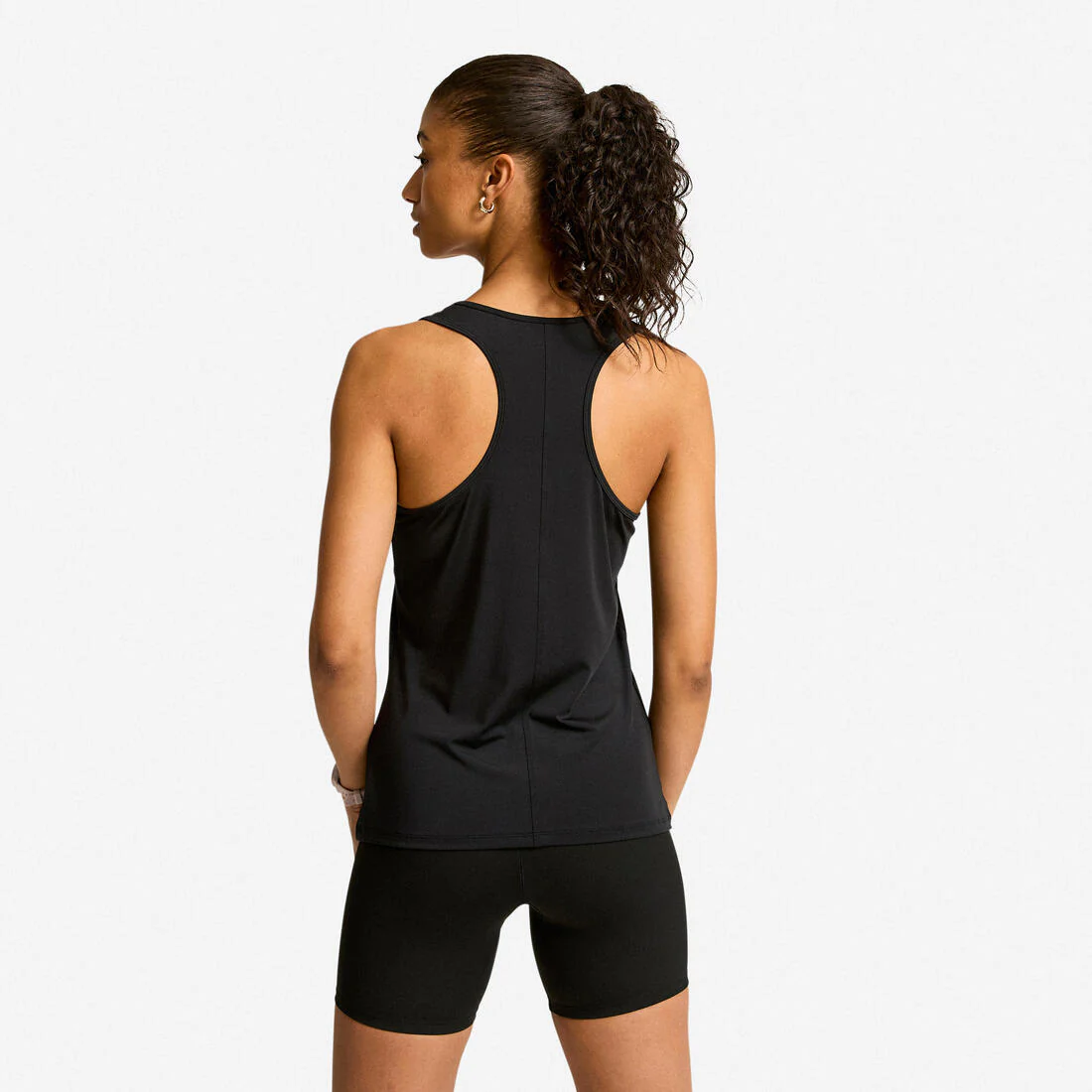 Playera de fitness sin mangas negra para mujer Basic 100 - Image 3