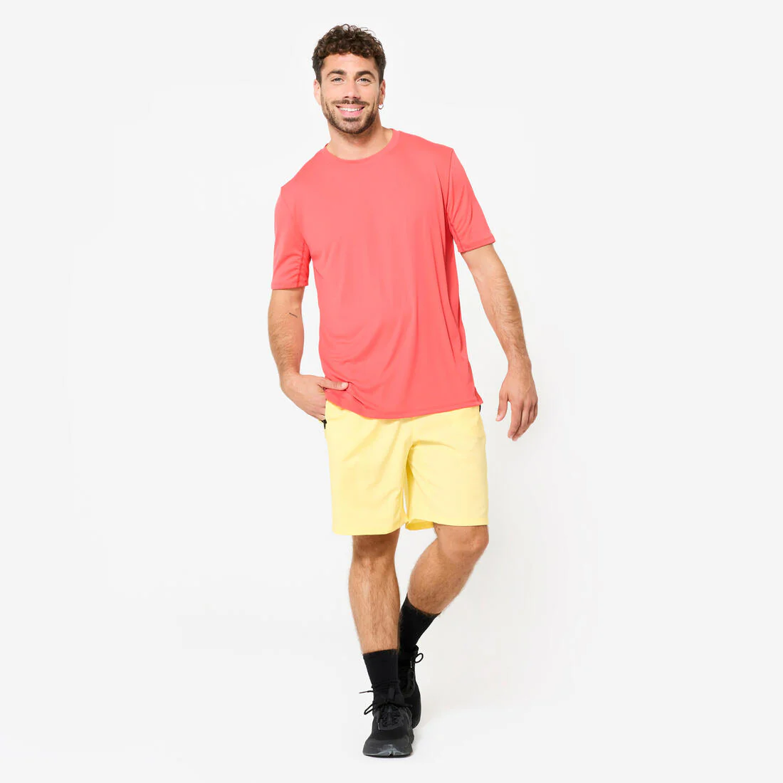 Camiseta Fitness Hombre Negro Humo Manga Corta Cuello Redondo Transpirable - Image 10