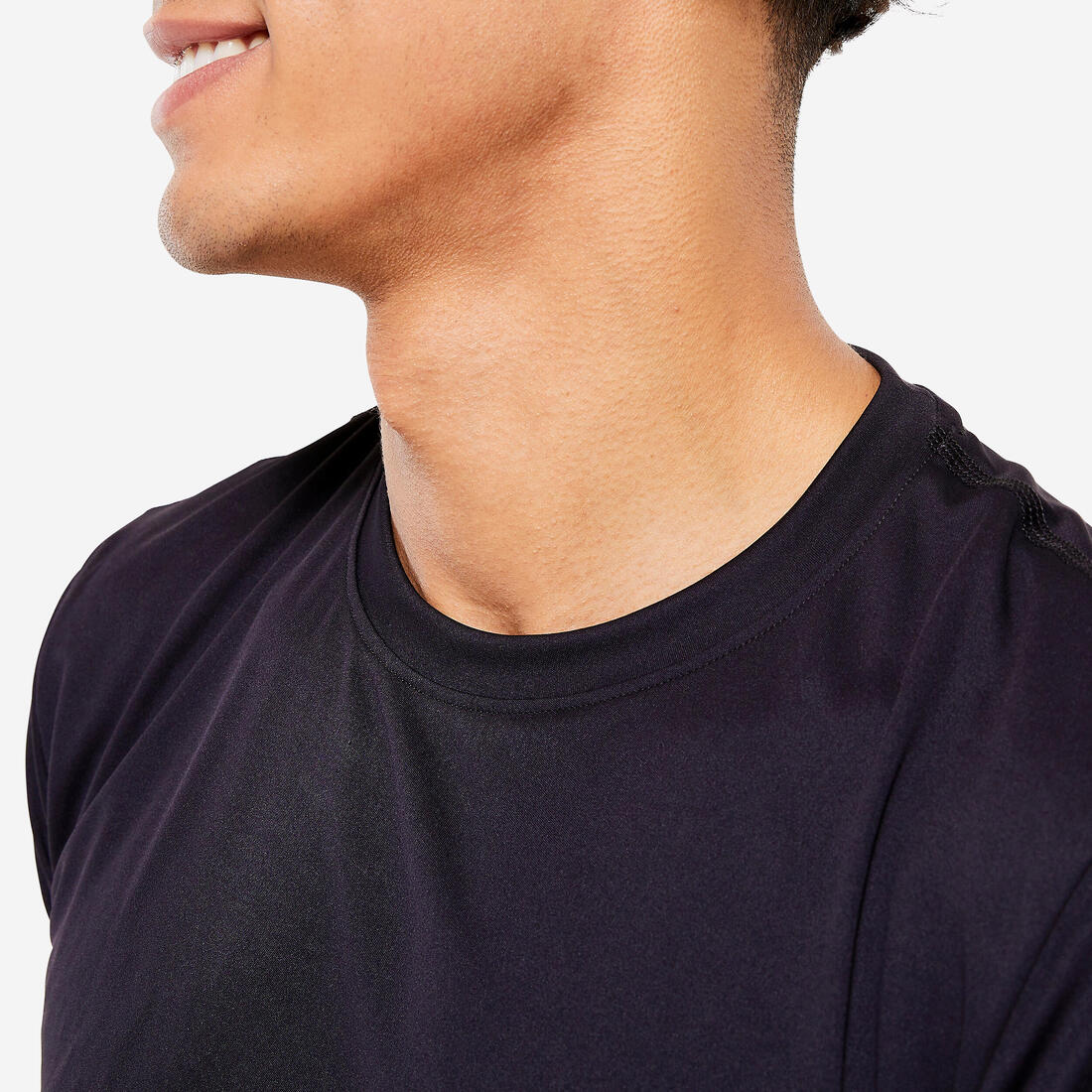Camiseta Fitness Hombre Negro Humo Manga Corta Cuello Redondo Transpirable - Image 17