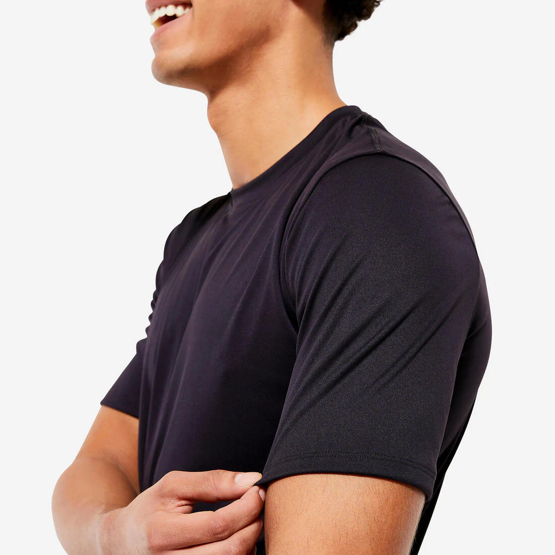 Camiseta Fitness Hombre Negro Humo Manga Corta Cuello Redondo Transpirable - Image 23