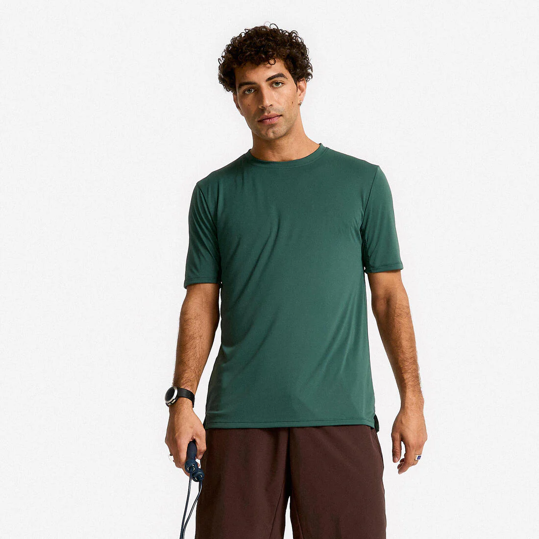 Camiseta Fitness Hombre Negro Humo Manga Corta Cuello Redondo Transpirable - Image 3